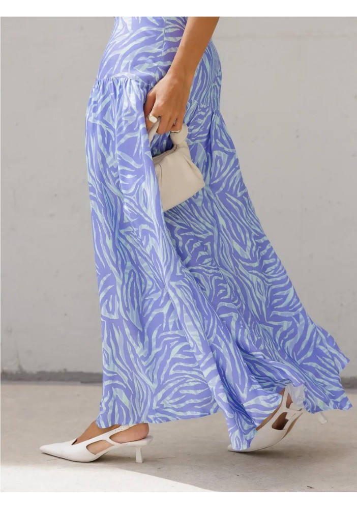 FALDA LARGA ESTAMPADA CON APLICACION METALIZADA