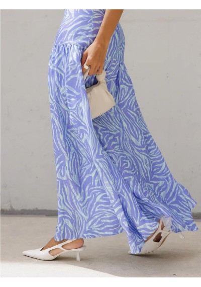 FALDA LARGA ESTAMPADA CON APLICACION METALIZADA