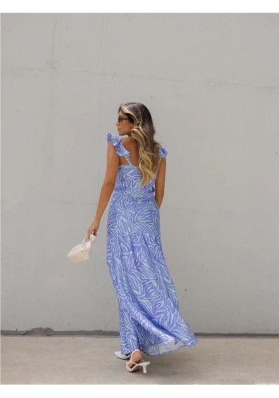 FALDA LARGA ESTAMPADA CON APLICACION METALIZADA